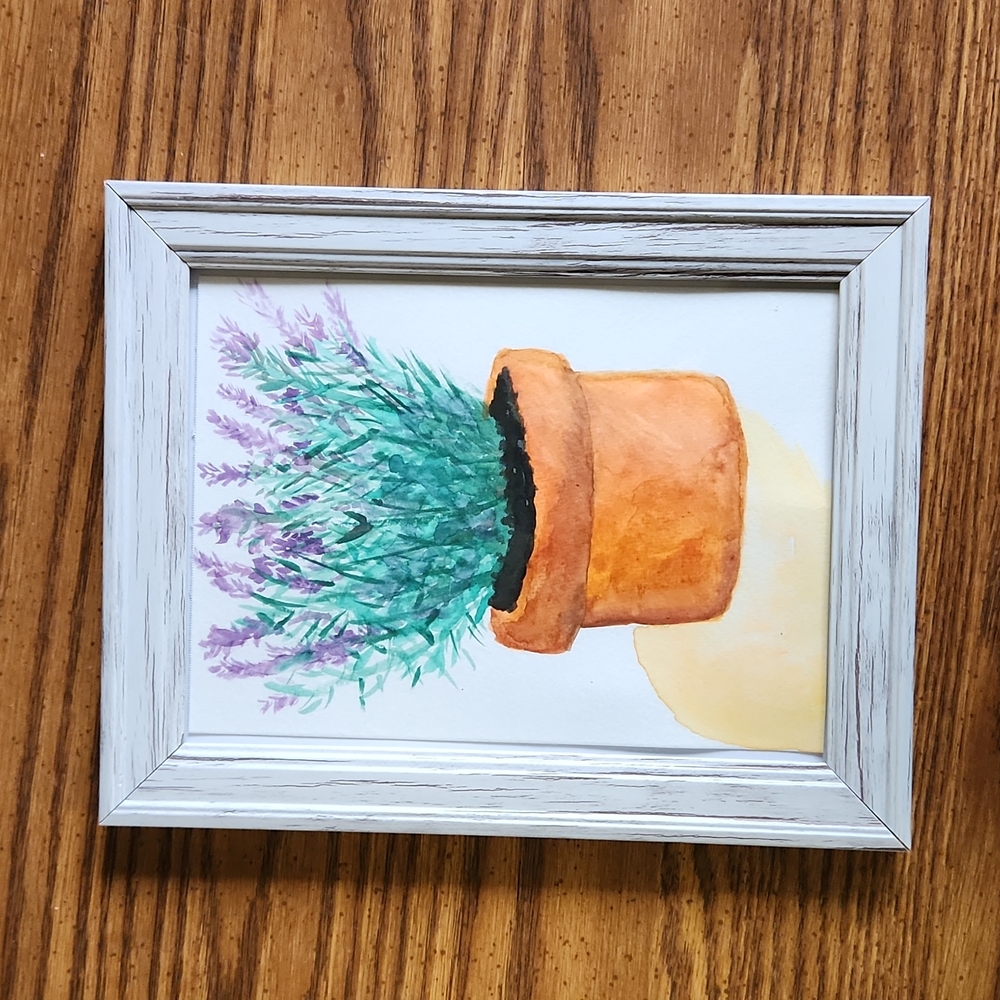 Potted Lavender watercolor painting